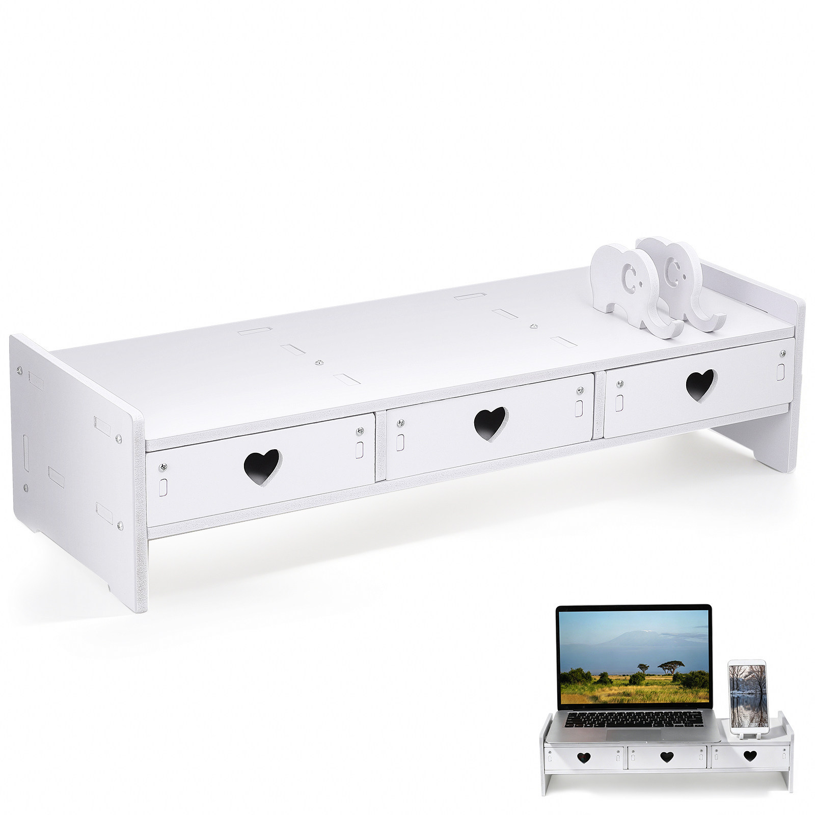 Monitor Riser Wood - Suporte de Monitor Elegante com Gaveta