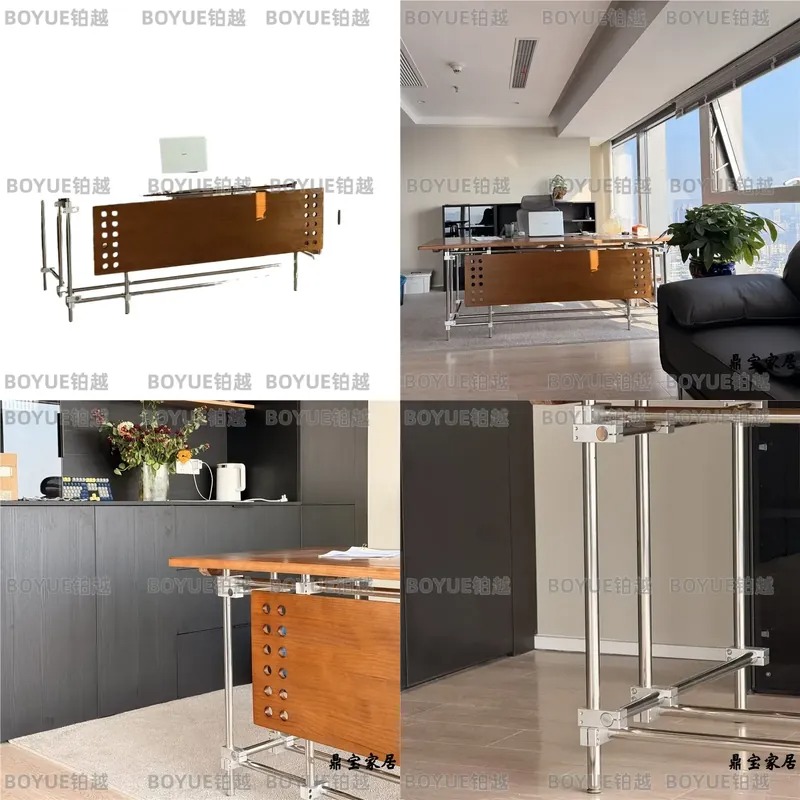 Desk Setup L Shaped - Mesa de Madeira Sólida Bauhaus Estilo