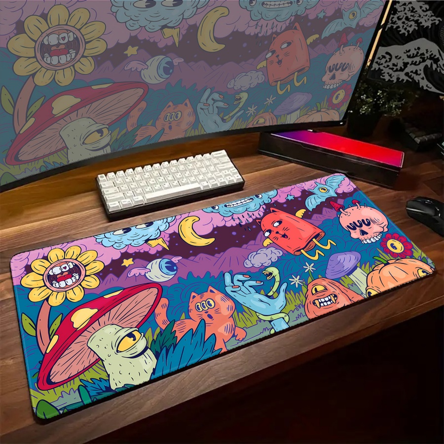 Desk Setup With Plants - Mousepad com estampa de animais e