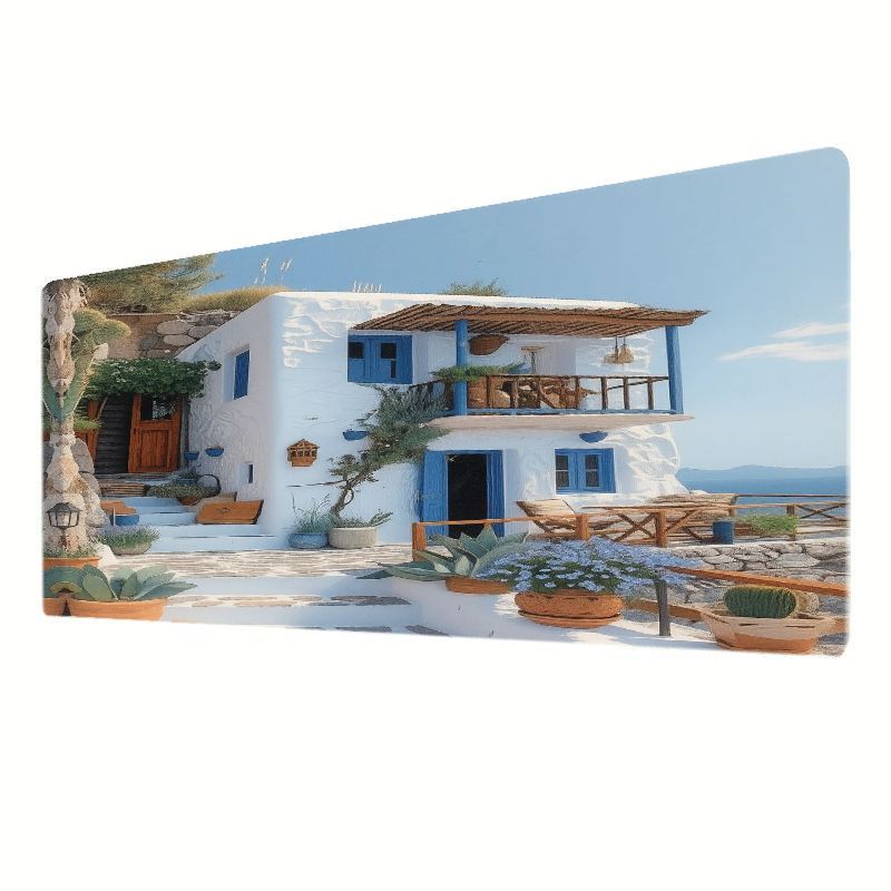 Desk Setup With Plants - Mouse Pad Mediterrâneo de Arte em