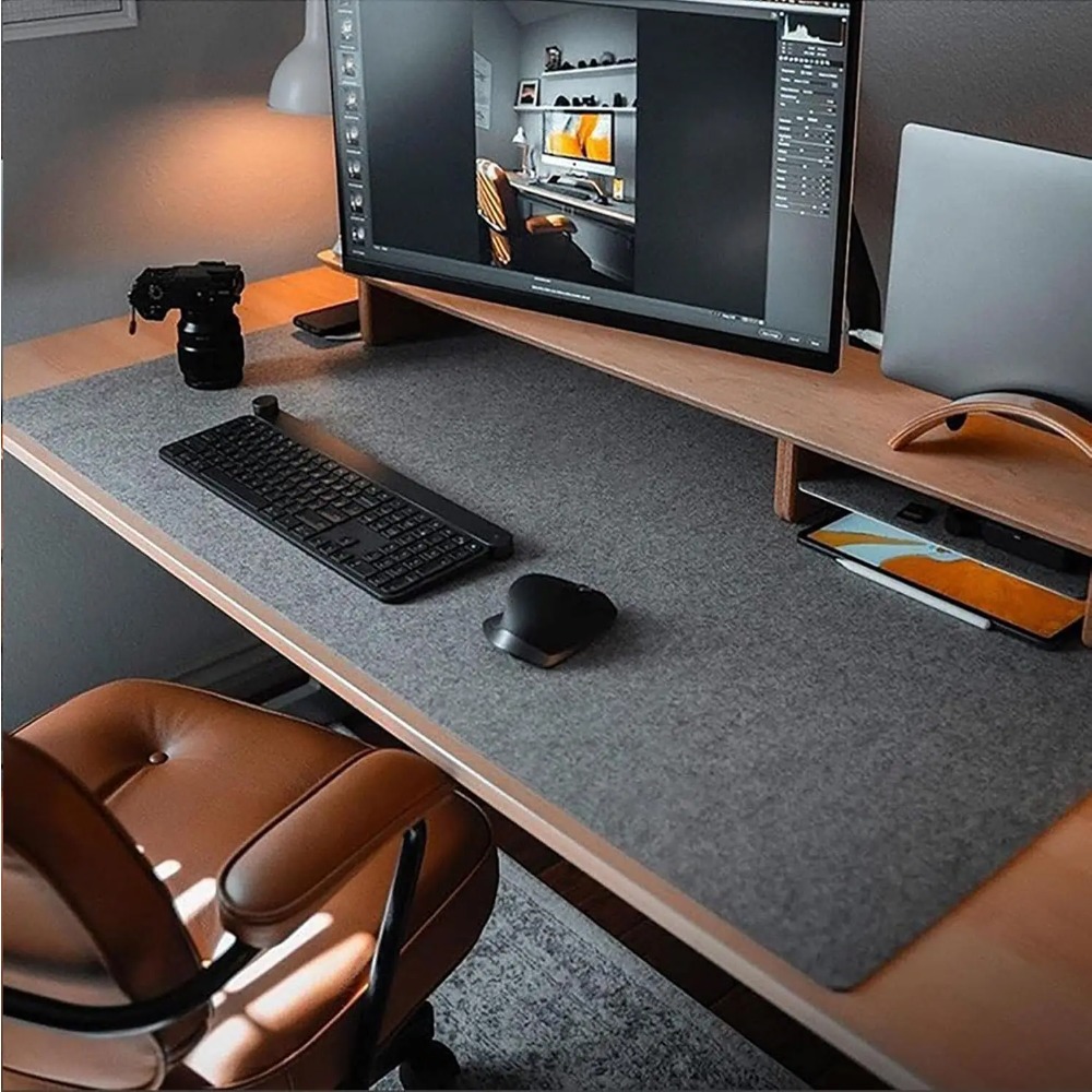 Desk Setup Dark - Tapete de mesa de feltro tapete