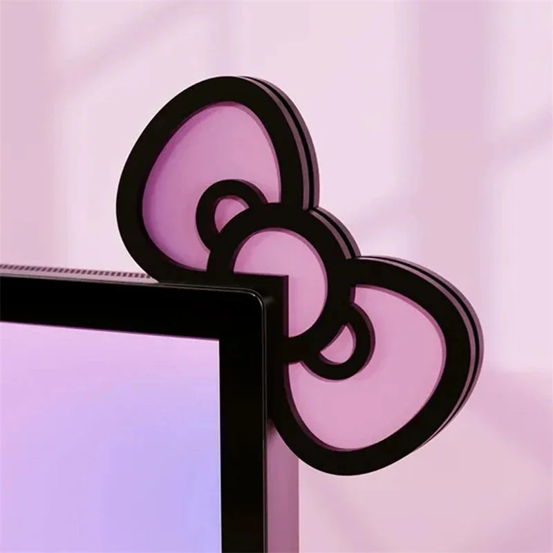 Desk Setup Gifts - Kawaii rosa acrílico arco monitor decoração
