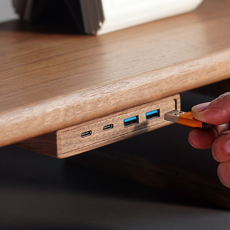 Monitor Riser Wood - Hub USB 3.2 com Suporte Autoadesivo,