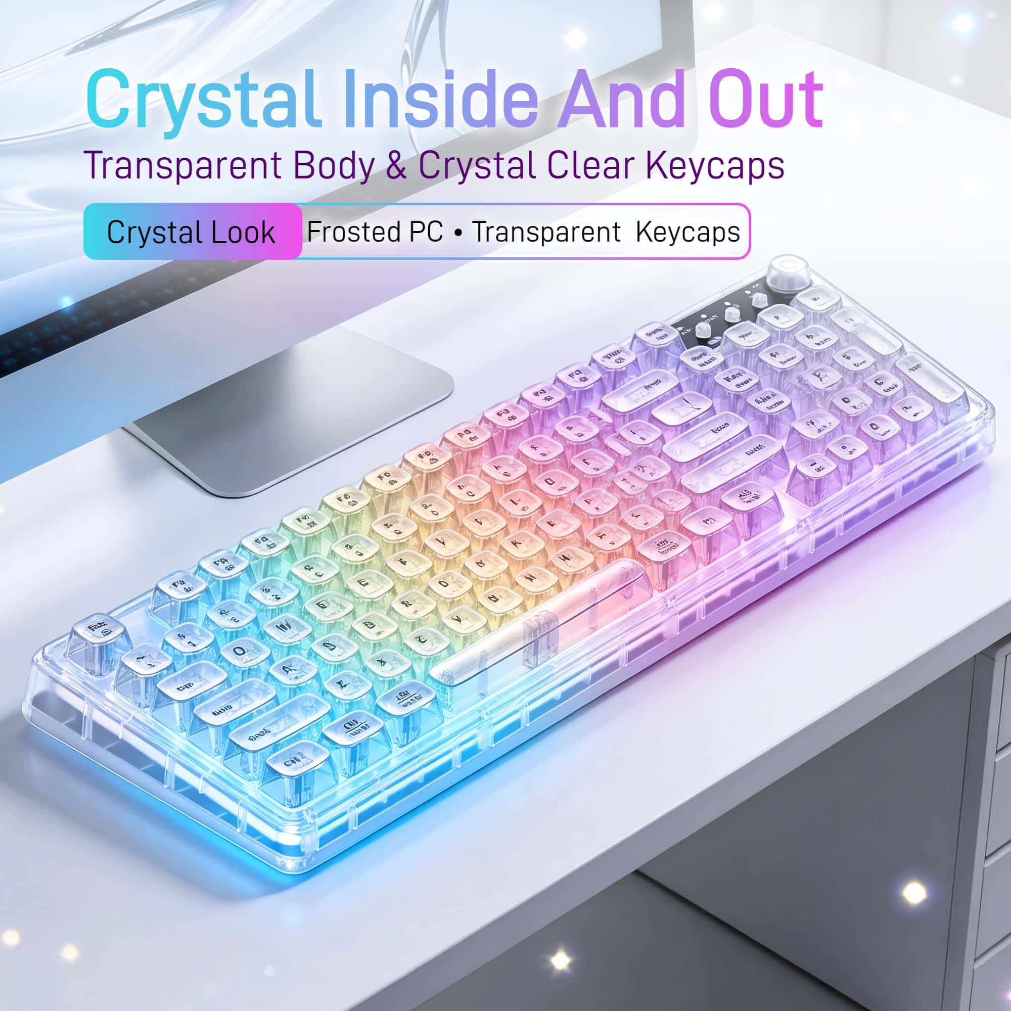 Desk Setup Tablet - Teclado Gamer Sem Fio Transparente F99,