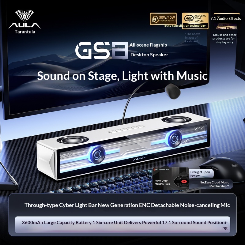 Desk Setup With Speakers - Caixa de Som Gamer Aula GS8
