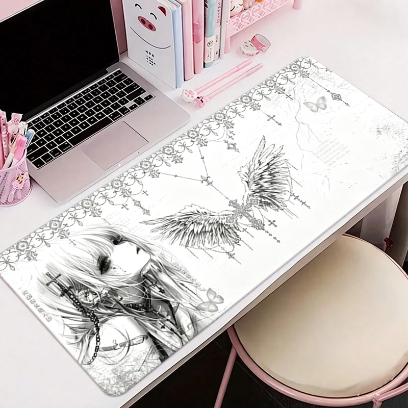Desk Setup Carpet - Mousepad de Couro Preto e Branco