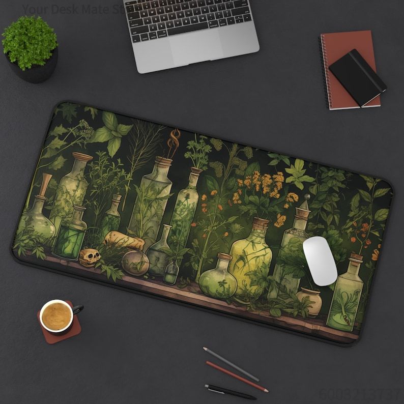 Tapete de Mesa Verde com Estam - Desk Setup With Plants avaliação e preço