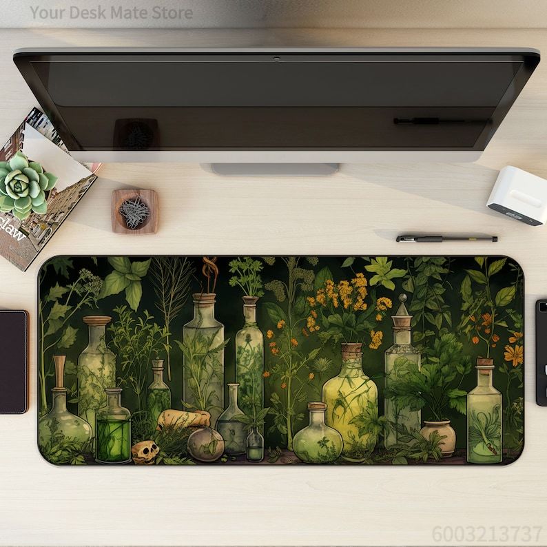 Tapete de Mesa Verde com Estam - Desk Setup With Plants avaliação e preço