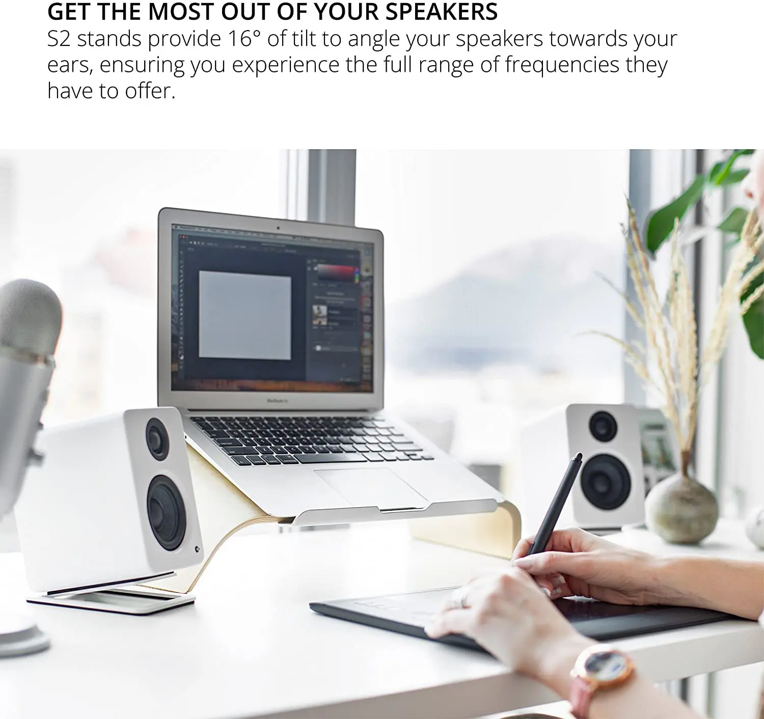2 peças de suporte de alto-fal - Desk Setup With Speakers avaliação e preço