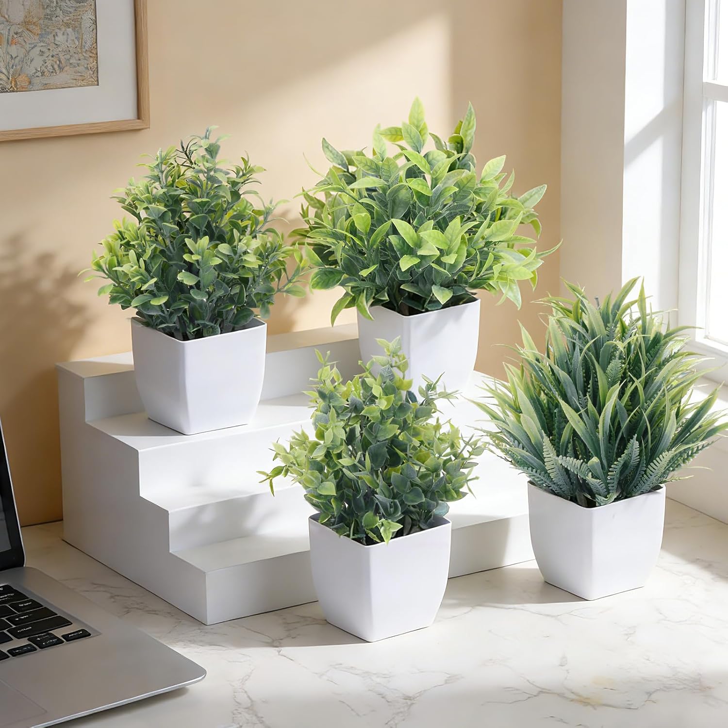Plantas Artificiais, 4 Pacotes - Plant Pot Small Desk avaliação e preço