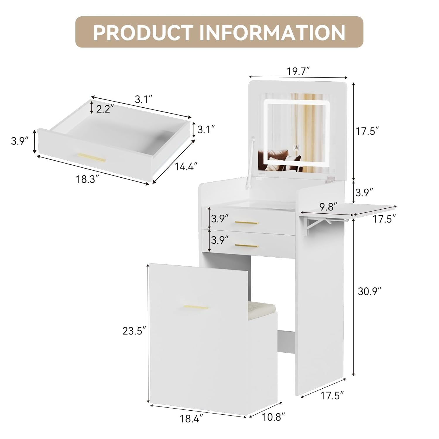 Pequena Penteadeira com Cadeir - Desk Setup In Small Bedroom avaliação e preço