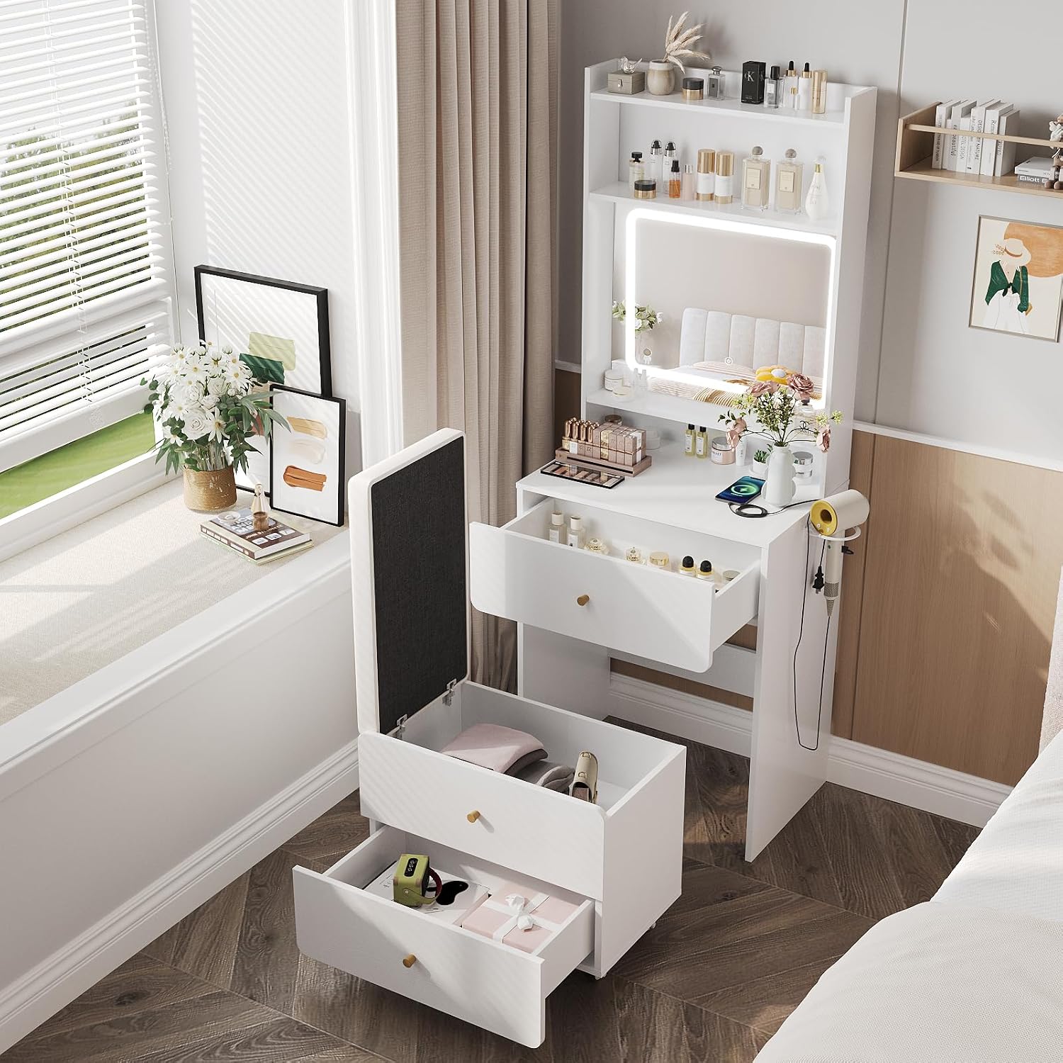 Mesa de Maquiagem com Espelho  - Desk Setup In Small Bedroom avaliação e preço