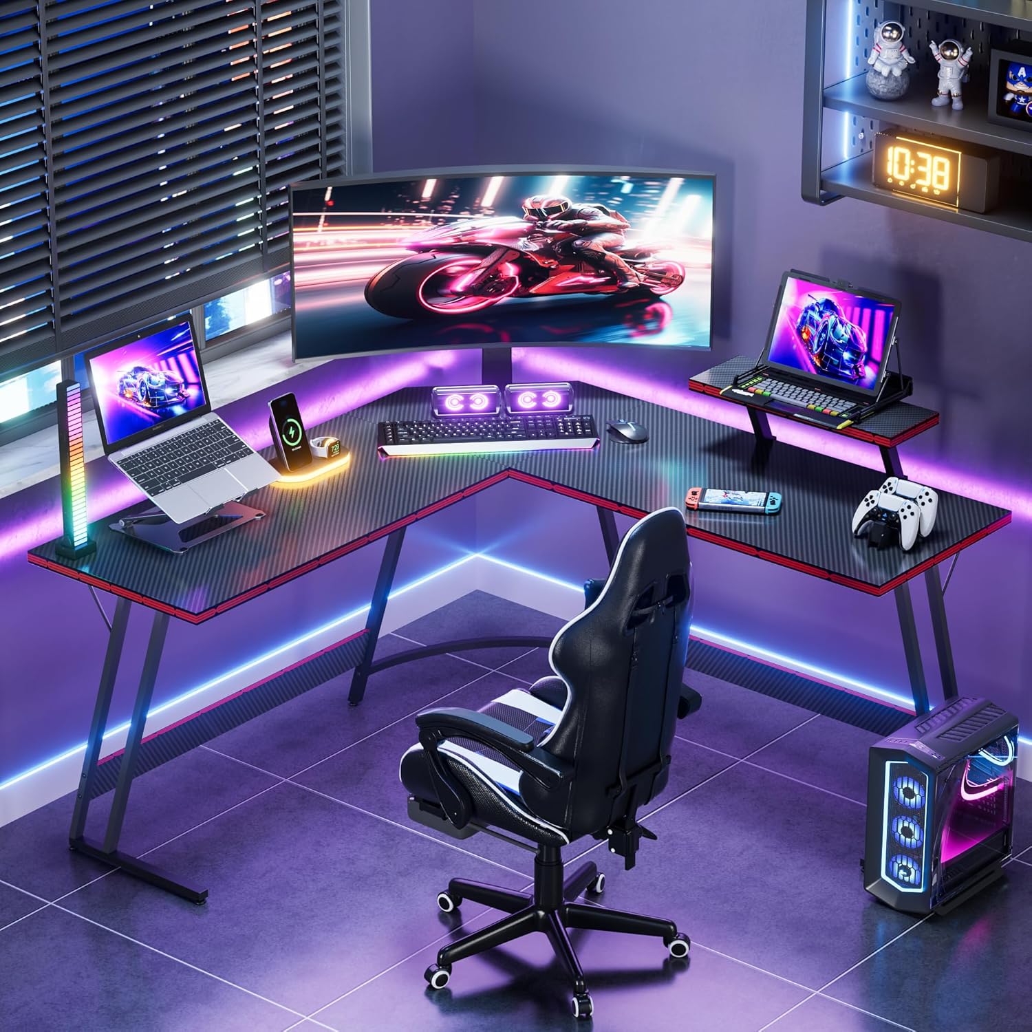 Mesa de Jogos em L Ajustável c - Desk Setup L Shaped avaliação e preço
