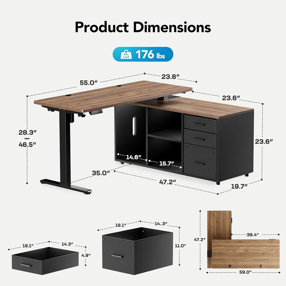 Mesa de Escritório em L de 55  - Desk Setup L Shaped avaliação e preço